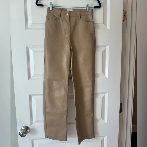 ARITZIA | Wilfred Melina Tan Vegan Leather Pants | SIZE 00 - Picture 3 of 5